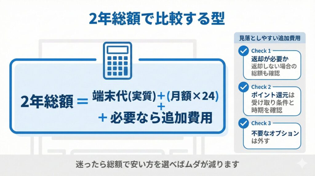 2年総額で比較するチェックリスト