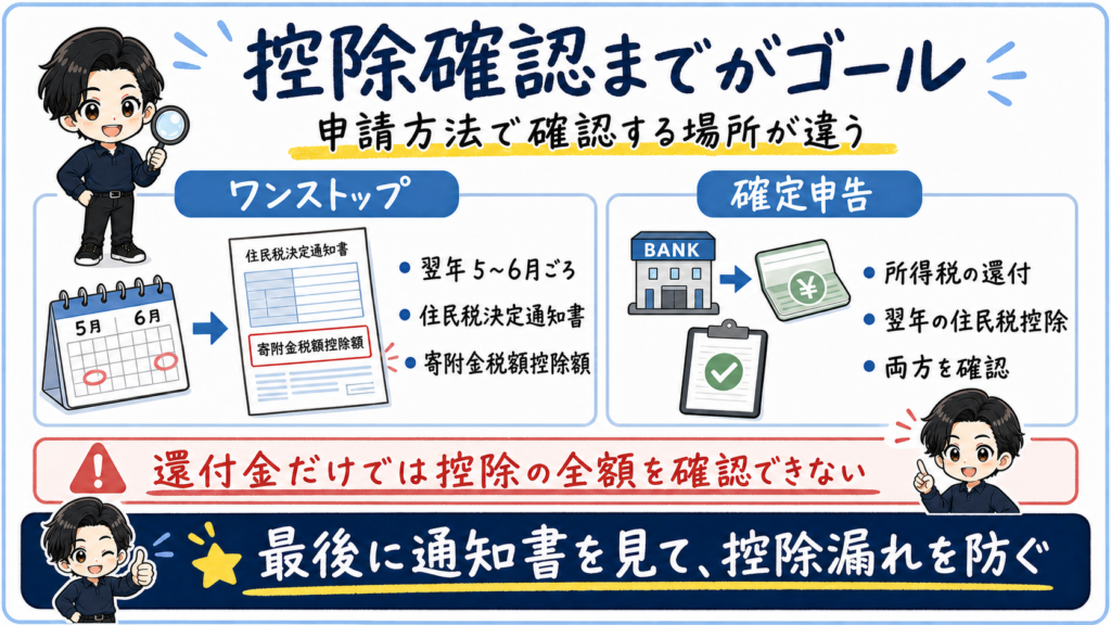 ワンストップ特例と確定申告でふるさと納税の控除を確認する書類と時期